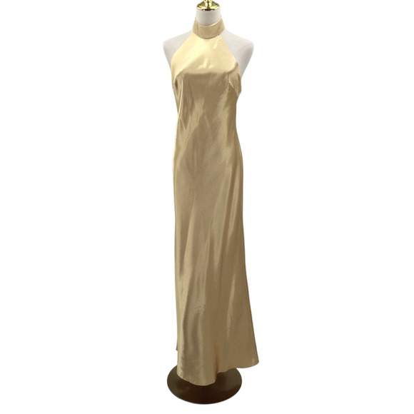AW BRIDAL SZ 8 M light gold Mugwort bridesmaid prom formal maxi dress NEW B83 - Picture 3 of 9